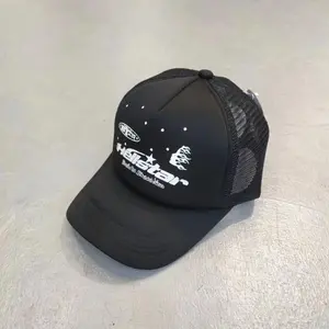 Hell-star Inspired Unisex Cap Trendy Embroidered Logo Streetwear Hat Vibe Baseball Hat 100% Polyester Front Mesh Back Adjustable One Size Fits Most