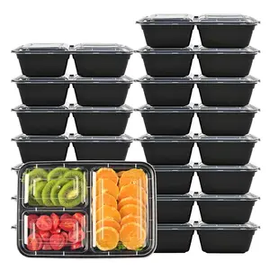 Sports Festival 12 Pack Meal Prep Containers, 43OZ Bento Box, 3 Compartment Divided Food Storage Containers Durable Stackable Reusable, For Microwave/Dishwasher/Freezer（12 Trays & 12 Lids）