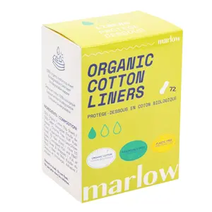 Marlow 100% Organic Cotton Top Layer Liners (Free from plastic, fragrance, dyes, chlorine- bleach) | Ultra Soft, Leak Proof (No wings)