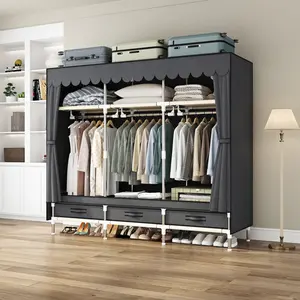 Heavy Duty Clothing Rack Organizer with Oxford Fabric Cover Portable Closet with Adjustable Shelves & Hang Rods Freestanding Wardrobe Metal Closet Rack for Hanging Clothes Perfect for Small Spaces and Apartments Storage Armoire Storage Furniture