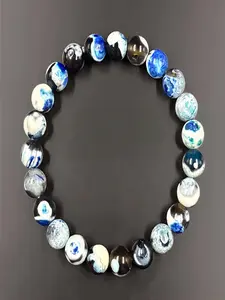 Blue Agate Adjustable Bracelet, Handmade Natural Stone, Unisex Stress Relief Jewelry, Daily Anxiety Relief, Perfect Holiday Gift