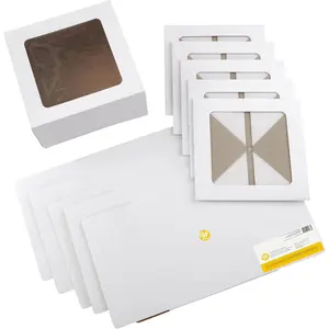 12-Inch Cake Boxes with Windows for 10-Inch Cakes, White, Sturdy Cardboard, 6-Count