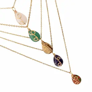 Natural Gemstone Teardrop Necklace - Stainless Steel Chain - Choose Your Stone - Handcrafted Pendant Jewelry