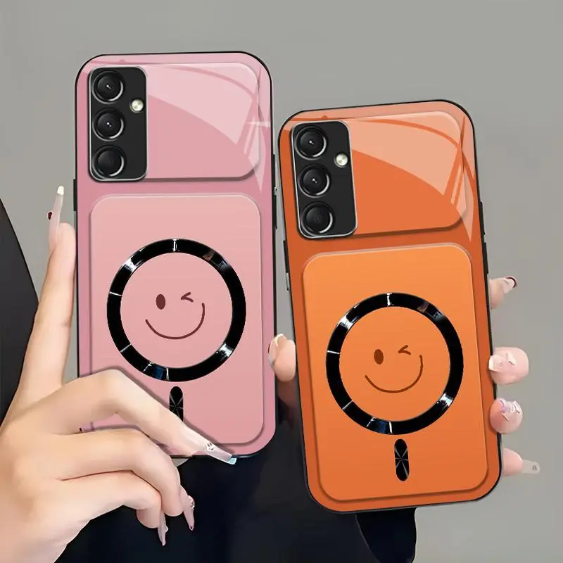 Winking Smiley MagSafe Compatible Case with Glossy Camera Lens Protection  for [Galaxy A14 5g] 952