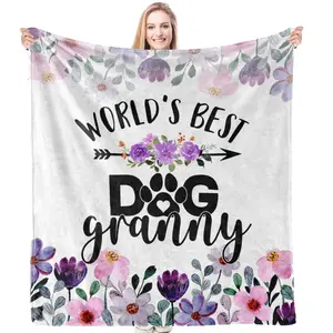 1PC Dog granny blanket, dog gifts for grandma, the best dog mother's day sofa bed blanket in the world, puppy lover gifts for women
