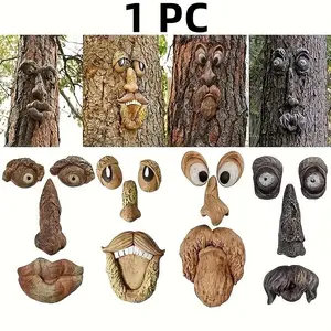 Creative Resin Tree Face Decoration, Garden Decor, Yard Wall Ornament, Unique Outdoor Accent, Durable and Stylish