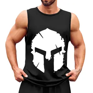 [Quick-Dry Spartan Tank Top] Quick-Dry Men's Muscle Fitness Tank Top| Moisture-Wicking Workout Shirt with Spartan Warrior Graphic Print| Sleeveless Gym Shirt for Summer Training & Casual Wear, Regul