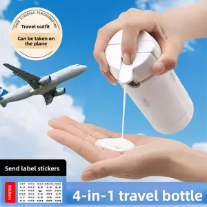Four in one travel toiletries are divided into bottles, portable cosmetics/shampoo/lotion storage bottles, which can hold four kinds of toiletries, sealed, leak proof, extrusion free, compact, and can be carried on the plane