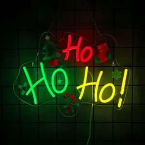 Hohoho LED Christmas Neon Wall Light, Neon Light Sign, USB Powered Adjustable Brightness, Perfect for Bedroom Kids Room Home Bar Holiday Party Gift