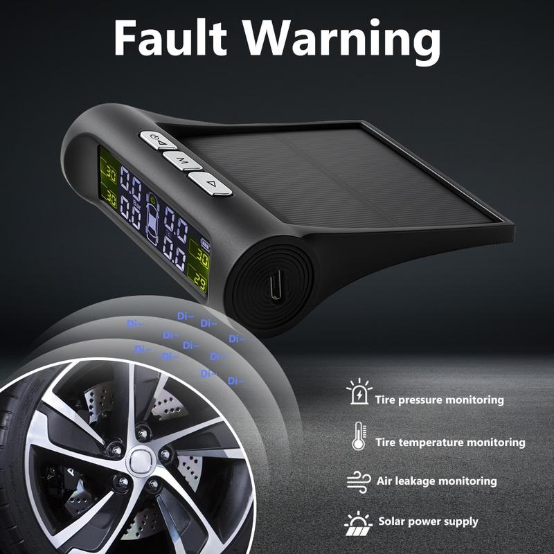 Car Security Essential - Smart TPMS Solar Charging Auto Alarm Digital Display