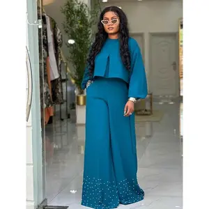 twopieceoutfitSpringClothesforWomen2PieceSetsWomenOutfitLanternSleevesSuitwithWidePantsandTopHighStreetLadiesElegantSetsWomenswearGamis