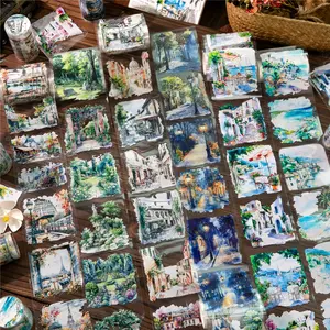 Travel Theme Pet Tape Roll, World Borders Series Decorative Landscape Stationery Stickers, Decal Sticker, Ideal for Scrapbooking & Journaling Crafts, Art Stickers