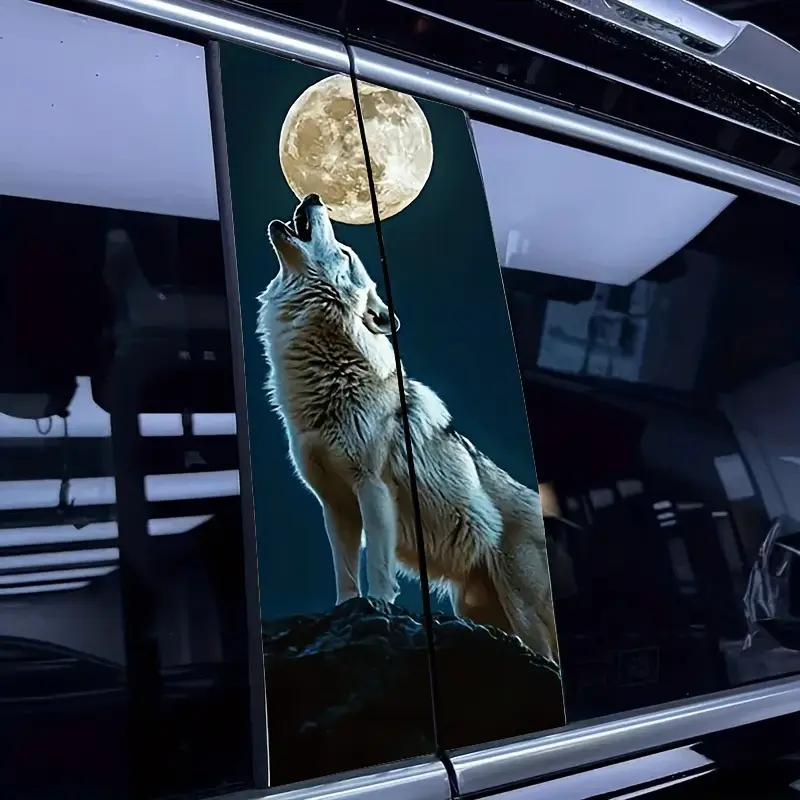 2pcs of very beautiful and interesting car pillar stickers, with creativity. B-pillar protective film, howl of the wolf moon car stickers. Suitable for cars. , Car Stickers For Vehicles, Stickers For Car, Stickers For Cars And Vehicles, Cool Car Stickers,