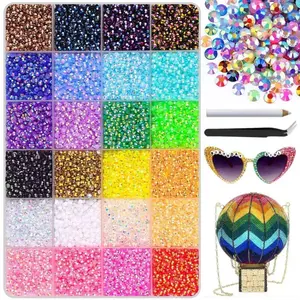 20000 Pieces Sparkling Flat-Back Nail Art Rhinestones Glitter, 24 Colors, Beautiful Nail Accessories, DIY Fashion Decorative Crystal Gemstones
