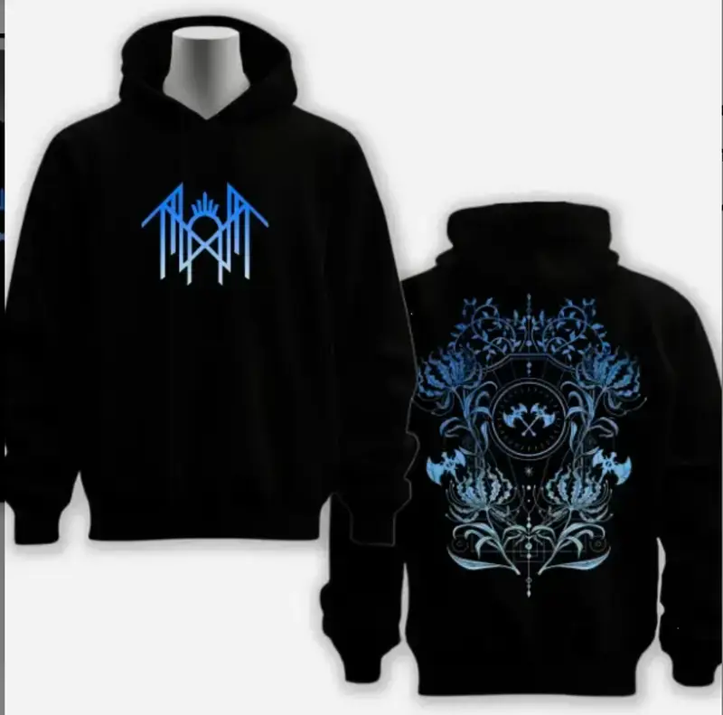 Unisex Gothic Floral Hoodie with Back Print, Cute Cotton Streetwear Pullover, Alternative Metal Band Merch for Music Fans, Foldable, Family Sizing, All Seasons, Graphic, Hangable, Hooded Neck, Machine Washable
