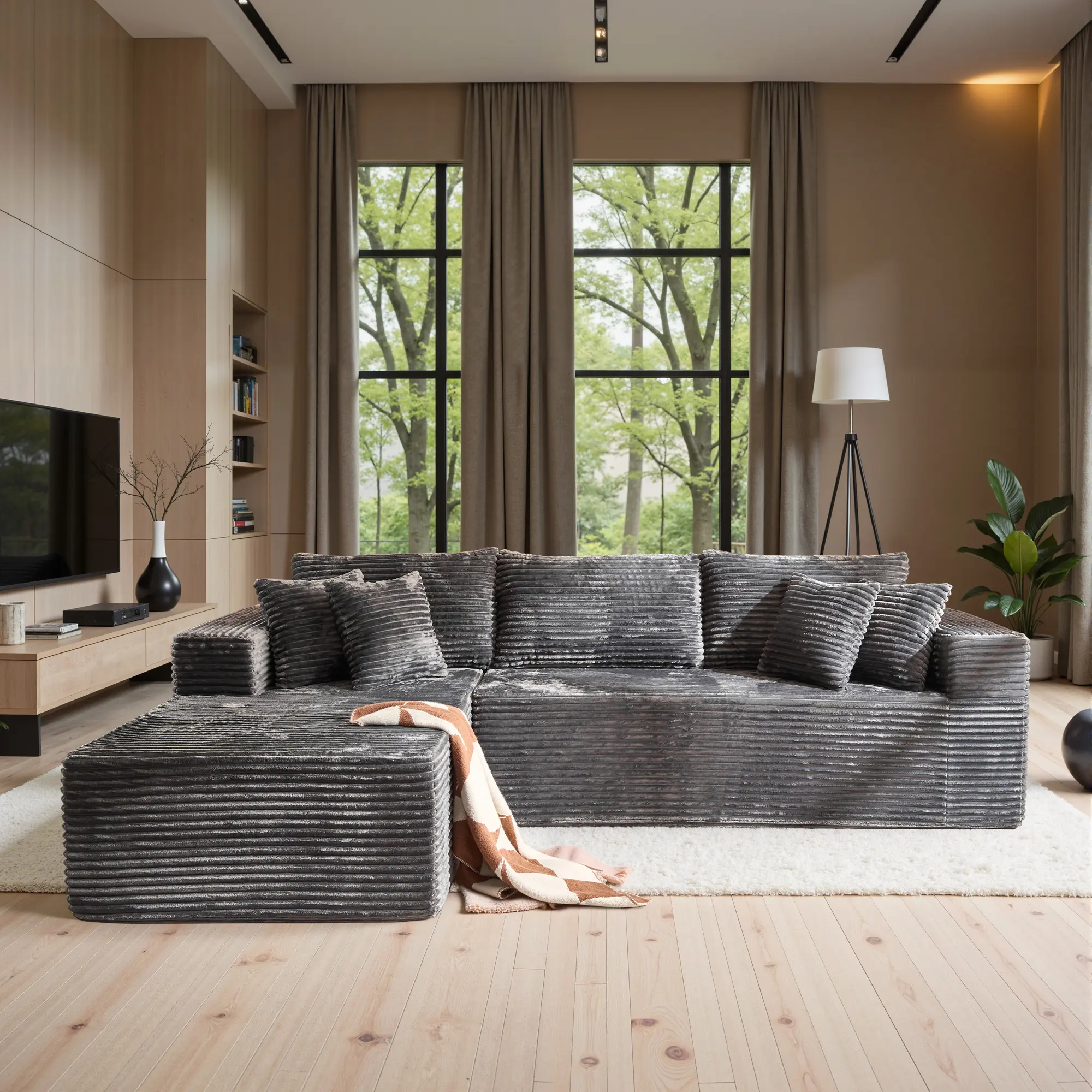 108" Boneless Couch Cloud Modular Sectional Sofa, Morden Couch With Removable Ottomans & Chaise, Plush Corduroy&Deep Seat Premium High-Density Foam Couches, No Assembly Needed for Living Room 108" Boneless Couch Cloud Modular Sectional Sofa, Morden Couch With Removable Ottomans & Chaise, Plush Corduroy&Deep Seat Premium High-Density Foam Couches, No Assembly Needed for Living Room