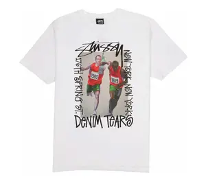 Denim Tears x Stussy Pass The Baton Short Sleeve Tee Shirt White