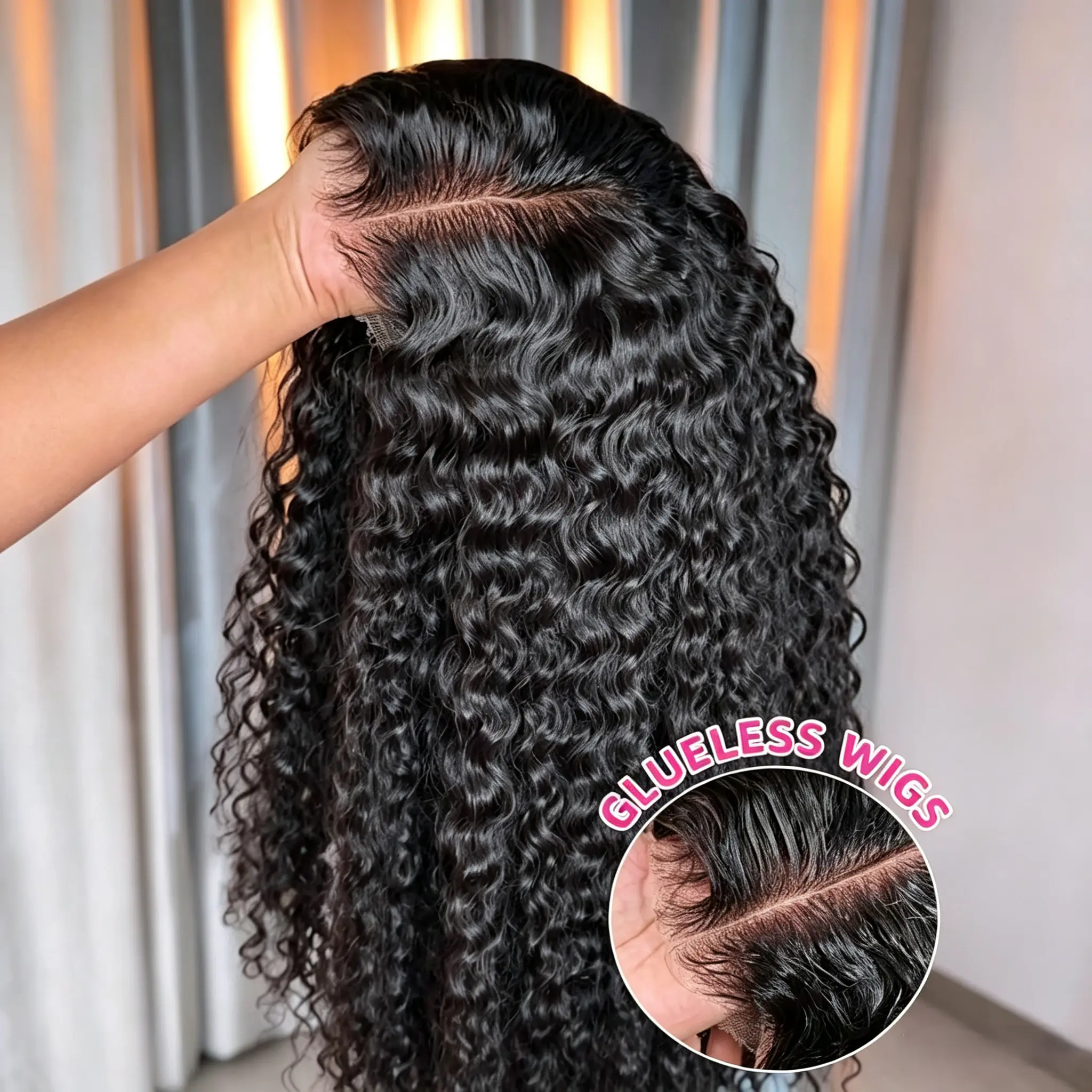 Bling Hair 180Density Glueless 6x4 5x5 Deep Wave Lace Closure Human Hair Wig Pre-cut Pre-plucked 7x5 9x6 Deep Wave Wig Human Hair Ready To Wear 13x6 13x4 Deep Wave Wig For Wig Beginners