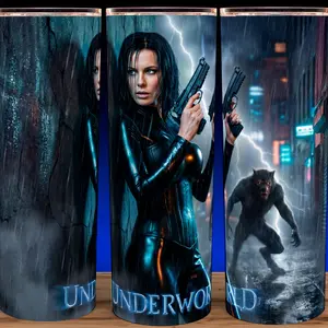 Underworld - Selene - Rise of the Lycans Vampire Movie with Selene Cup Mug Tumbler 20oz with Lid and Straw - Elegant Drinkware for Horror Movie Fans - Perfect for Hot or Cold Drinks! Stainless Steel. Flasks Glossy Insulated