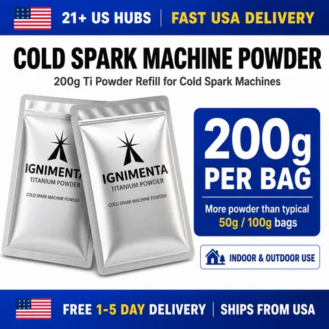 Cold Spark Machine Titanium Powder Refill (2-50 Multiple 200g Granular Packs) - Clog-Free, No Residue, Stable, Universal Decorations Supplies, Home Party Supplies for Weddings, Stage Events, Event Pros, Outdoor Safe