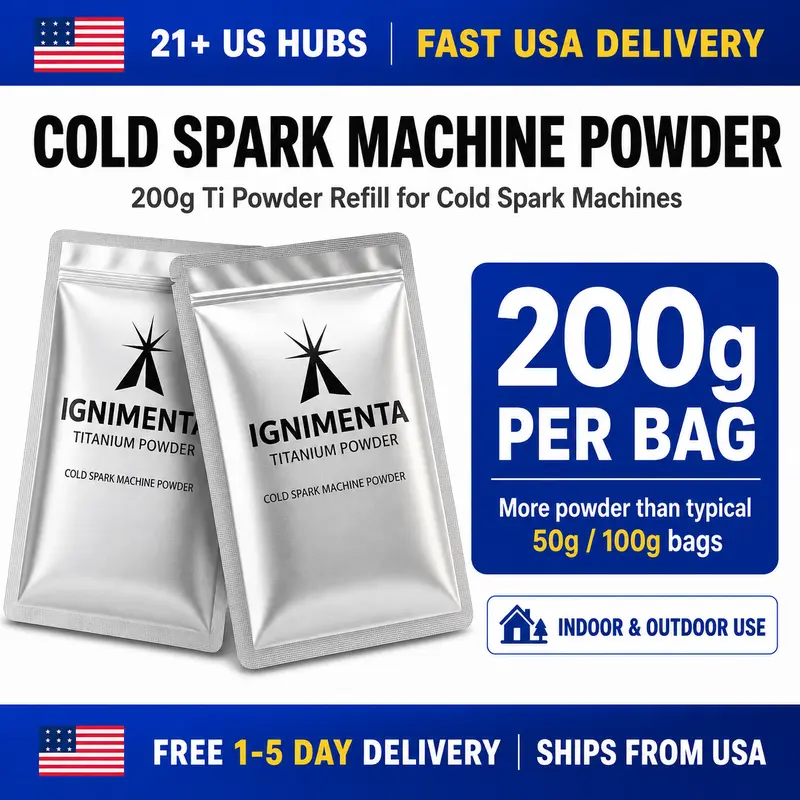 Cold Spark Machine Titanium Powder Refill (2-50 Multiple 200g Granular Packs) - Clog-Free, No Residue, Stable, Universal Decorations Supplies, Home Party Supplies for Weddings, Stage Events, Event Pros, Outdoor Safe