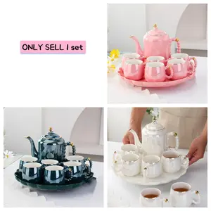 8-Piece Ceramic Water Set, 1.2L Kettle, 6 Cups, 13in Tray, High-End Ceramics, Perfect Gift for Parents, Creative Kitchenware，Boxed gift