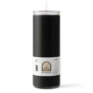 Black Glass Pillar Candle - 90 Hour Long Burn | Vela Negra