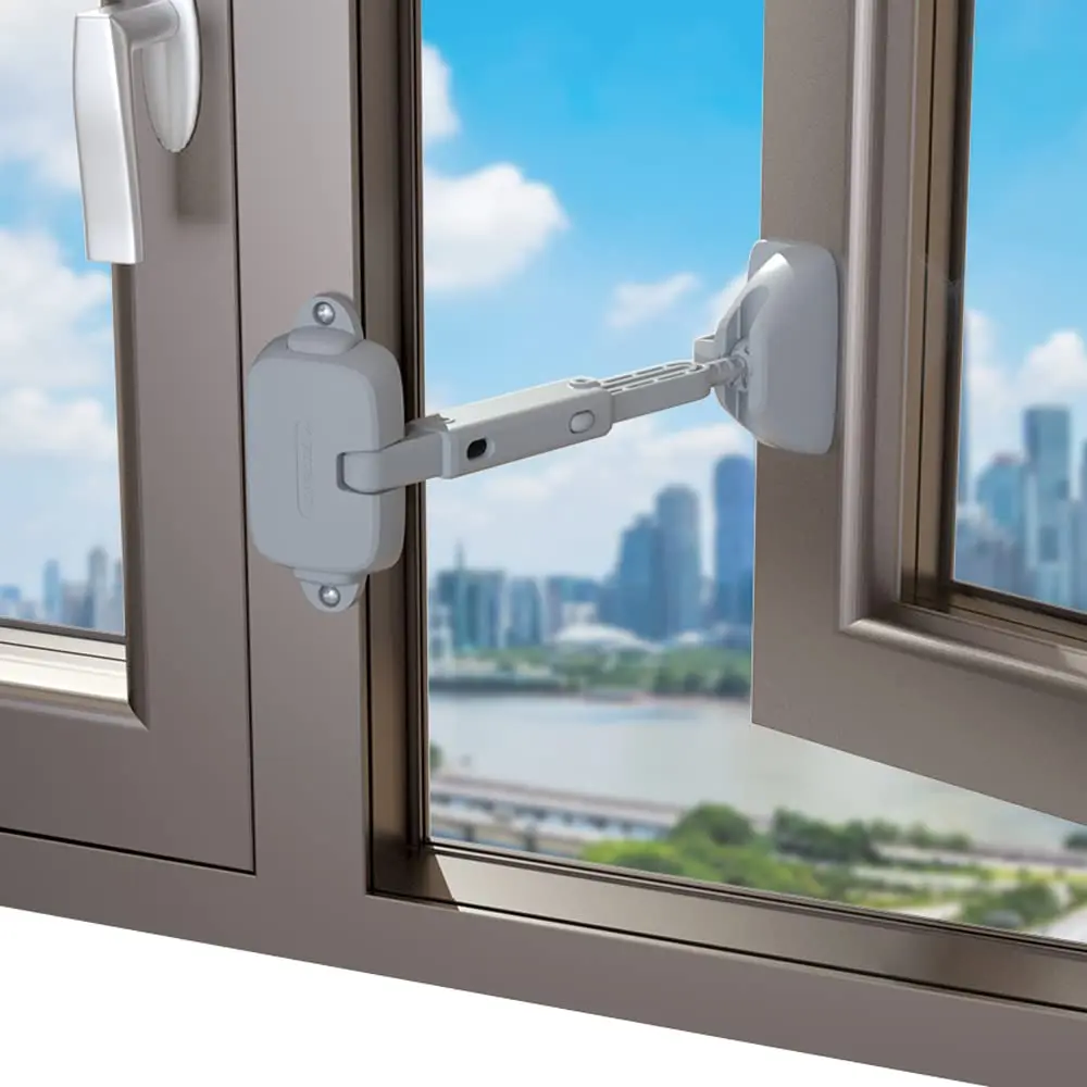 1 Pack Childproof Window Restrictor for Aluminum  Wooden Metal Frames Safety Lock Locks & Pets Easy to Install (Grey)