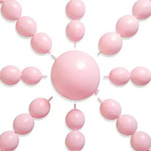 PartyWoo Baby Pink Linking Balloons 100pcs 12 Inch Light Pastel Pink Link Balloons for Baby Shower Gender Reveal Birthday Bridal Shower Engagement Bachelorette Party Decorations Pink-W06