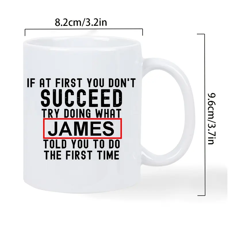 1pc Customised Printed Ceramic Cup with Inspirational Quote & Letters - Personalized Name Home Drinkware for Best Friends - Hand Wash Only Reusable Birthday Gift