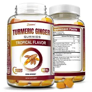 Zammex Turmeric Ginger Gummies for Adults & Kids, Fiber Prebiotic Blend,  Joint, Hair Support, Immune Boost & Inflammation Relief for Women