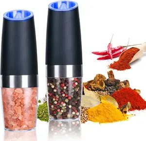 Gravity Electric Salt and Pepper Grinder Set – Rechargeable Automatic Spice Mill with LED Light, Adjustable Coarseness & 9oz XL Capacity | 135ml Washable Container, No Battery Needed Herb & Spice Grinder (7.9 Inch)