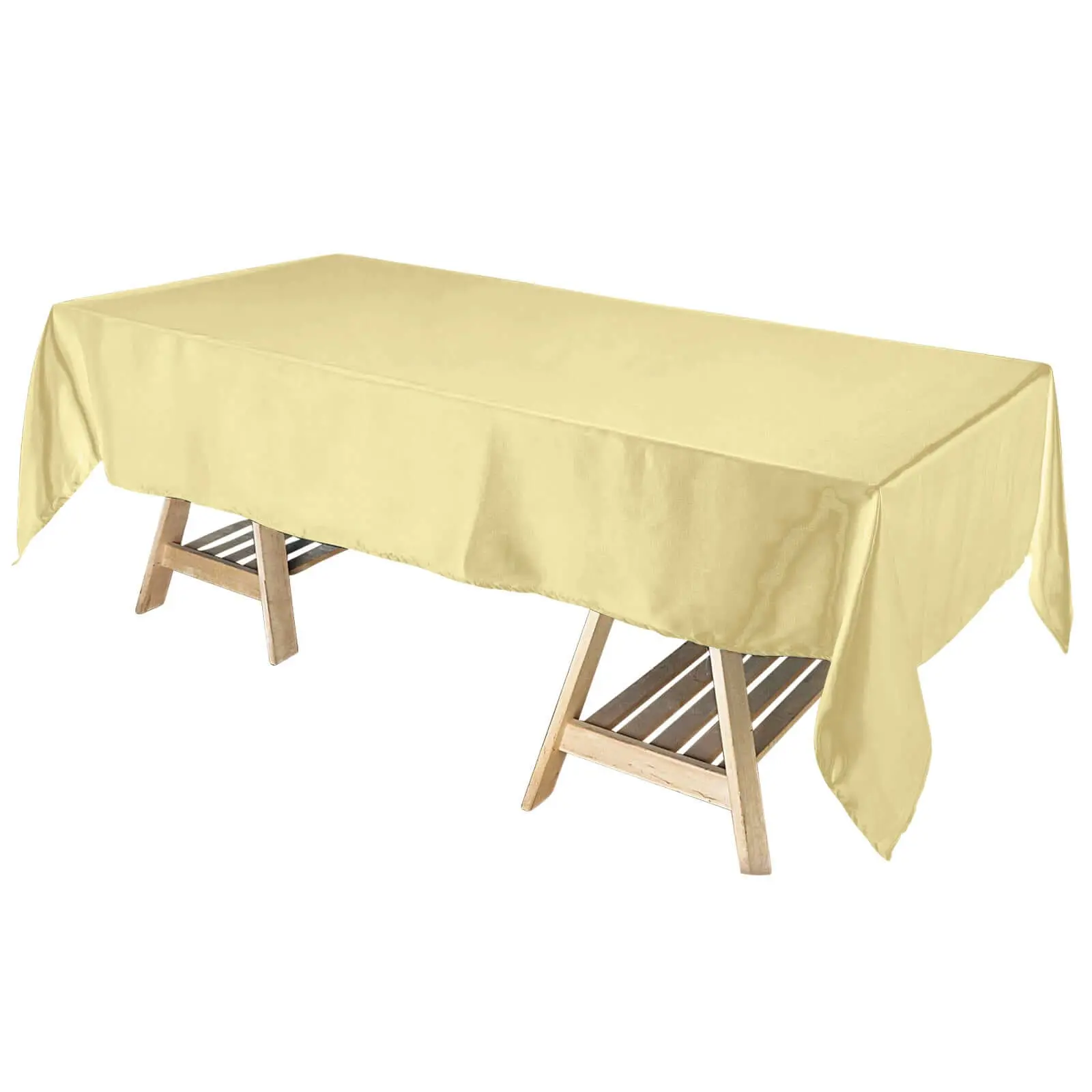 Champagne Satin Rectangular Tablecloth, 60"x102" Smooth Lustrous Kitchen Linen for Parties, Outdoor Picnics, Weddings, Buffet & Dessert Tables Decoration