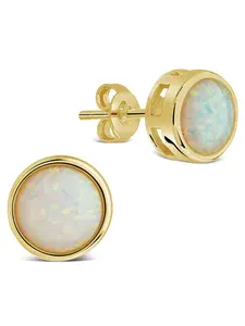 Paxe Opal Circle Stud Earrings