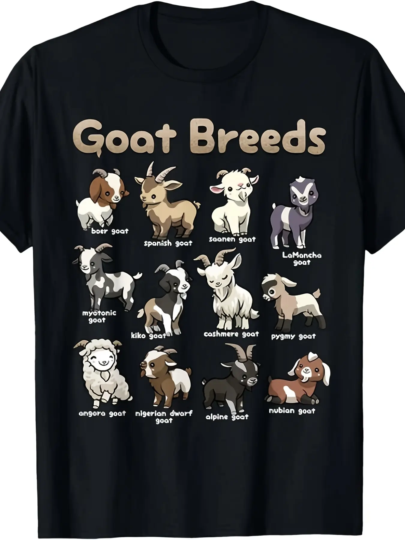Educational Goat Shirt Goat Breeds Farm Animals of the World Gift Unisex T-ShirtSame style for men and women  summer short-sleeved printed T-shirt pure 220G