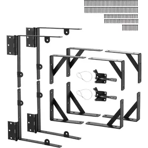 VEVOR Gate Corner Brace Bracket, Anti Sag Gate Frame Hardware Kit, Gate Frame Brace Bracket with Latch Lock Rope, Latch Lock, for Shed Doors, Corral Gates, Driveway Gates, Wood Windows, Iron, BlackVEVOR Super Brand Day