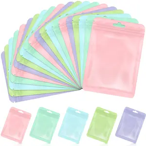 50pcs Macaron Color Self-Sealing Reusable Packaging Storage Bags, Thicker Clear Colored Sealing Pouches, Jewelry & Gift Wrapping