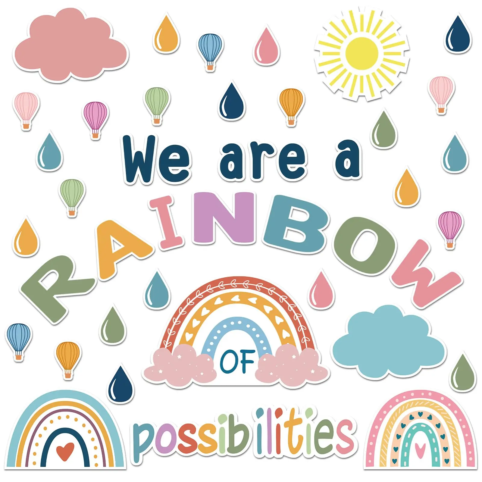 58 Rainbow Bulletin Board Set Decorations Boho Classroom Decor Motivational Wall Decals We Are A Of Possibilities Cutouts For Birthday Party School