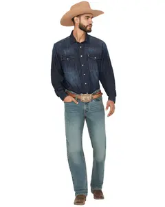 Cinch Men's Medium Wash Relaxed Bootcut Performance Stretch Denim Jeans - Mb31337001