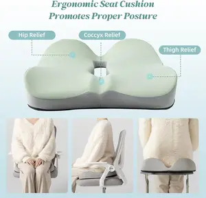 SheRest seat cushion, ergonomic memory foam cooling cushion, pressure relief suitable for long sitting hours on office chairs, desks, cars, and airplane seats, green
