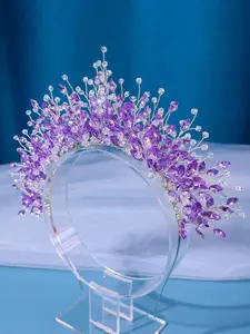 Iridescent Crystal Bridal Crown Headband – Sparkling Aurora Rhinestone Tiara for Wedding, Prom & Princess Party Looks