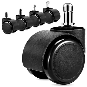 2 Inch Office Chair Casters Heavy Duty, 5 count Chair Wheel, Mute Rubber Rotating Desk Chair Caster Wheels for  Floor, Incredibly Smooth & Quiet Casters, Universal Standard Stem Size Fits 99%