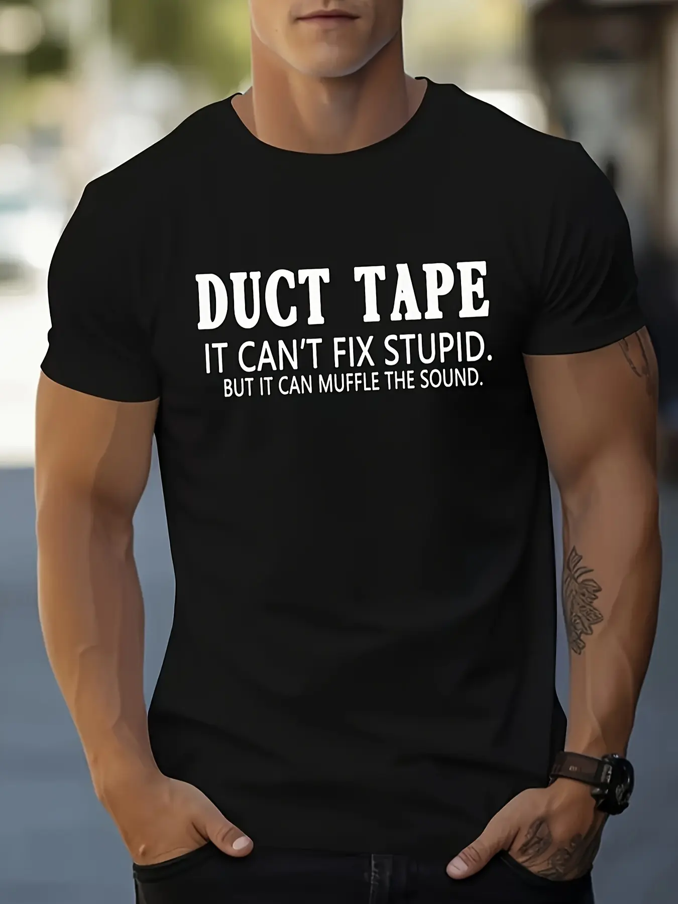 Men's DUCT TAPE Graphic Tee - Crew Neck, Regular Fit, Durable Stretch, Ideal For Sports & Casual Wear