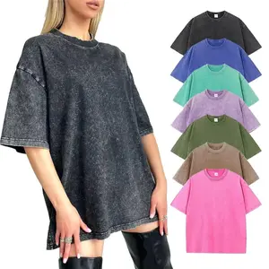 Summer100% Cotton Washed Women T-Shirts Hip Hop Loose Tee Shirt All-Match Fashion Short Sleeve Comfortable Multicolor Female Tops