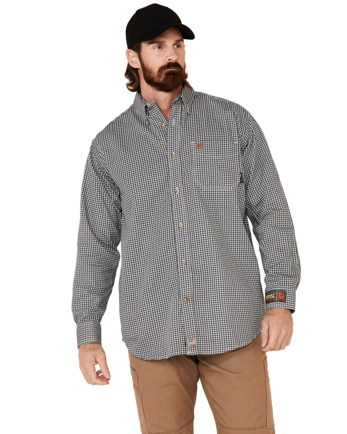 Ariat Men's Men'S Fr Plaid Print Long Sleeves Button-Down Work Shirt Big - 10013513-Big