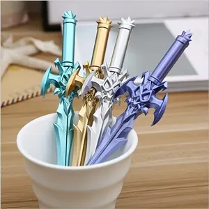 4 Pack 0.5mm Creative Magic Sword Gel Pens, Anime Great Sword Weapon Style Student Gel Pens, Office Prank Prop Pens, Unique Pens