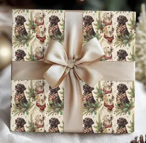 Labrador Christmas Wrapping Paper • Watercolor Labs in Scarves