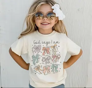Adult & Youth Christian Shirt for Girls, God Says I Am Girl Bible Verse, Bow Religious Shirt for Children, Youth Sunday School Apparel, Jesus God Gifts