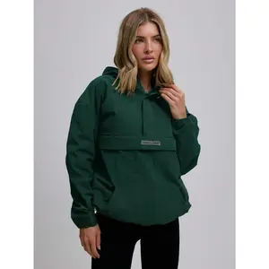 Sport Nylon Half Zip Pocket Detail Logo Hooded Anorak Jacket Spring Summer, Rain Jacket, Hike, Active, Musera Sport Casual Holiday Festival