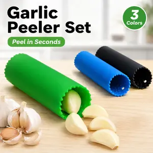 Silicone Garlic Peeler Roller Tube, 3 Colors Kitchen Garlic Skin Remover, effortless peeling & time-saving design, portable garlic clove peeping tool, essential household gadget for daily cooking and kitchen food prep